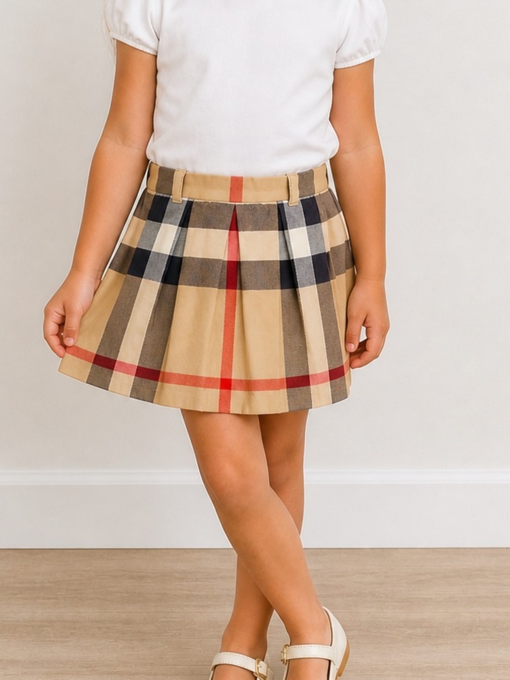 Burberry skirt nova check girls pleated plaid size 6 years